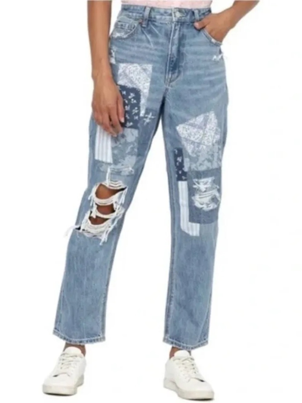 American Eagle Outfitters Patched Mom Straight Jean
